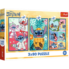 TREFL DISNEY STITCH Dėlionių rinkinys „Stičo pasaulis“, 3 x 80 det.