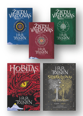 J. R. R. Tolkien 5 knygų rinkinys: Žiedų valdovas. Žiedo brolija + Žiedų valdovas. Dvi tvirtovės + Žiedų valdovas. Karaliaus sugrįžimas + Hobitas, arba Ten ir atgal + Silmariljonas