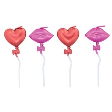 Torto žvakutės su metalizuotu efektu „Lip and Heart“, 8 cm, 4 vnt.