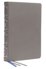 Nkjv, Reference Bible, Classic Verse-By-Verse, Center-Column, Genuine Leather, Gray, Red Letter, Thumb Indexed, Comfort Print