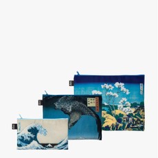 LOQI užsegamų krepšelių rinkinys smulkiems daiktams „Katsushika Hokusai“ LOQI užsegamų krepšelių rinkinys smulkiems daiktams „Katsushika Hokusai“