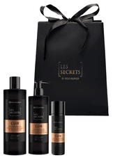 Dovanų rinkinys EQUIVALENZA kvapusis dezodorantas Les Secrets „Cuir“ + kūno losjonas Les Secrets „Cuir“ + dušo želė Les Secrets „Cuir“