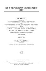 H.R. 7, the "Community Solutions Act of 2001"