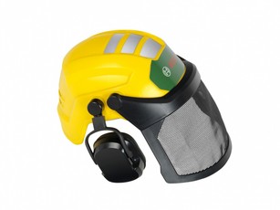 Lumberjack darbo šalmas su apsauginiu vizjeru