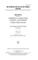The nutrition title of the new federal farm bill