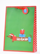 Kalėdinis dovanų maišelis „Ho ho Ho“, žalias, 32,4 cm