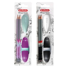 Rinkinys: Pieštukai HB (2vnt.)+trintukas+drožtukas