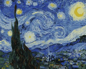 Tapyba pagal skaičius: ŽVAIGŽDĖTA NAKTIS Vincentas van Gogas 40x50 dėžutėje