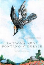 Raudona kėdė fontano viduryje