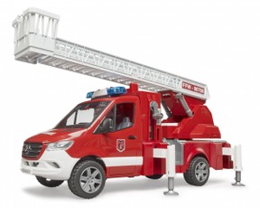 Žaislinė gaisrinė mašina Mercedes-Benz Sprinter su ištraukiamomis kopėčiomis ir šviesomis