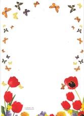 Diplomėlis su tulpėm ir drugeliais