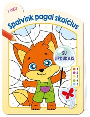 Spalvink pagal skaičius. Užduotėlės su lipdukais. 1 lygis