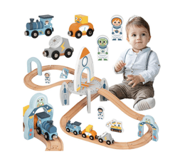 Medinis traukinio bėgių rinkinys TOOKY TOY „Space“, 3+ m.