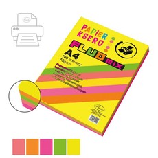 Spalvotas popierius 80g A4/100l Fluo MIX
