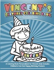 Vincent's Birthday Coloring Book Kids Personalized Books