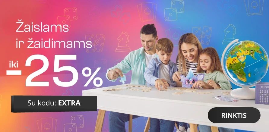 ŽAISLAMS IR ŽAIDIMAMS extra nuolaidos iki -25 %!