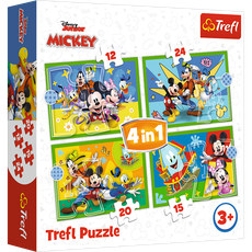 TREFL MICKEY MOUSE 12+15+20+24 dėlionių rinkinys „Peliukas Mikis“