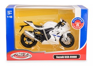 Prekės pavadinimas: Transporto priemonė MSZ 1:18 SUZUKI GSX-R1000 balta