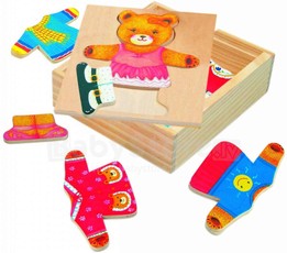 Medinė dėlionė-žaidimas BINO „Aprenk meškutę Bertą“, nuo 3 metų