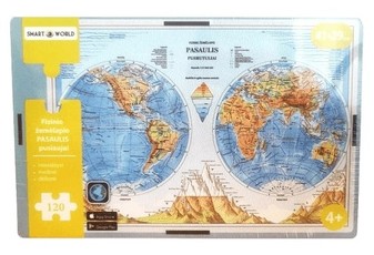 Interaktyvi medinė dėlionė „Pasaulio pusrutuliai“, lietuvių kalba, 120 detalių