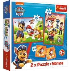 Paw Patrol 2in1 dėlionė ir memo „Šunų komanda veiksme”
