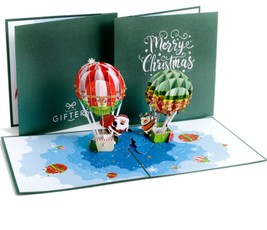3D iššokantis Kalėdinis atvirukas  „Santa Hot Air Baloon“
