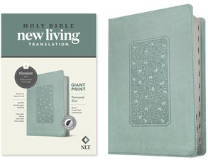 NLT Personal Size Giant Print Bible, Filament Enabled Edition (Red Letter, Leatherlike, Floral Frame Teal, Indexed)
