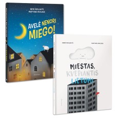 Indrės ir Martyno Pavilonių dviejų knygų rinkinys: Miestas, kvepiantis lietumi + Avelė nenori miego