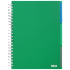 Sąsiuvinis su spirale, plastikiniu viršeliu BRIGHT B6 100lap., lang., žalias