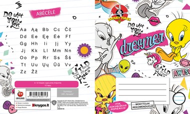 MOKYTOJAI REKOMENDUOJA: ypač kokybiško, nepergeriančio rašalo popieriaus sąsiuvinis linijomis LOONEY TUNES. TVYTIS (3-12 klasei)