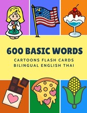 600 Basic Words Cartoons Flash Cards Bilingual English Thai