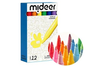 Akriliniai markeriai-flomasteriai, 12 spalvų