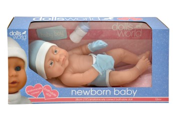 DOLLSWORLD Lėlytė kūdikis, berniukas, 38 cm