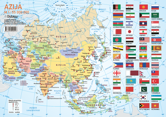 Azijos politinis žemėlapis (A 4)