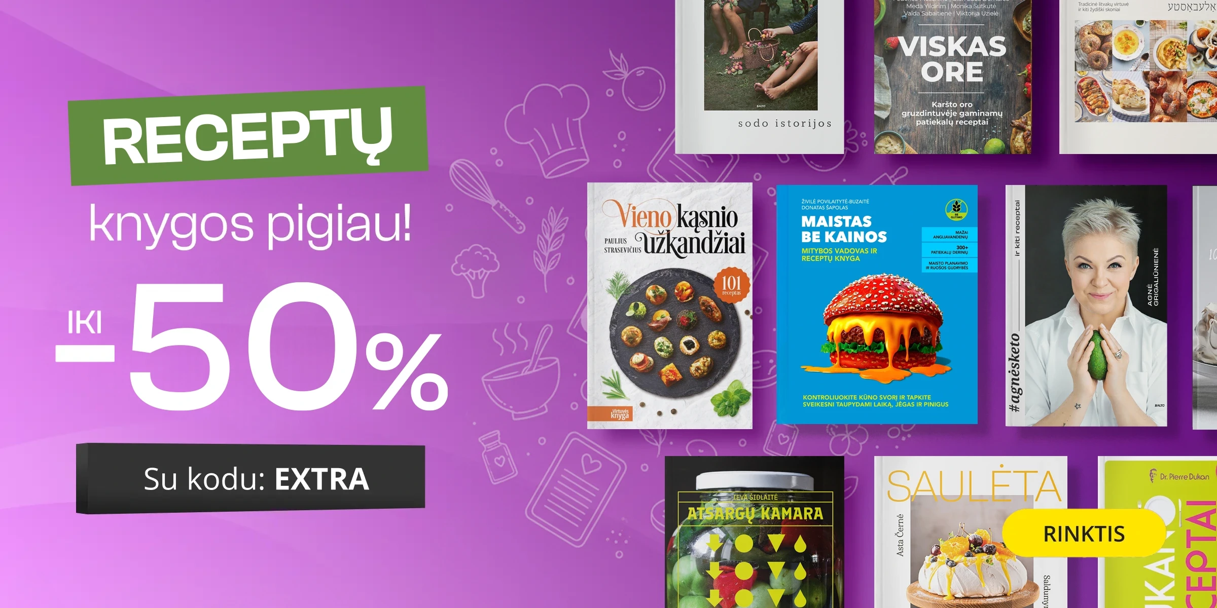 RECEPTŲ KNYGOMS - extra nuolaidos iki -50%!