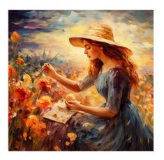 Deimantinė mozaika - Moteris su skrybėle