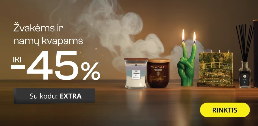 Žvakėms, namų ir automobilių kvapams - extra nuolaidos iki -45%