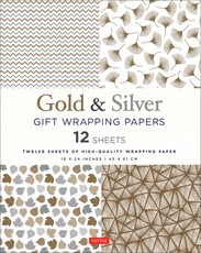 Gold & Silver Gift Wrapping Papers - 12 Sheets