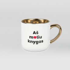 Riboto leidimo Knygos.lt puodelis AŠ MYLIU KNYGAS (baltas), 400 ml