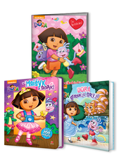 Doros rinkinys: SKAITYK IR MAIŠYK + DORA STEBUKLŲ ŠALYJE + DORA. APSIKABINKIM!