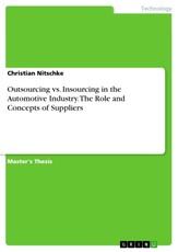 Outsourcing vs. Insourcing in the Automotive Industry - The Role and Concepts of Suppliers