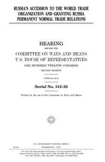 Russia's accession to the World Trade Organization and granting Russia permanent trade relations