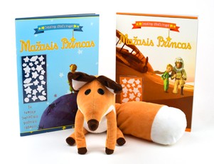 Žaisk ir mokykis su Mažuoju Princu ir Lape! Stebuklinga UŽDUOČIŲ KNYGELĖ 1 + UŽDUOČIŲ KNYGELĖ 2 (su tamsoje švytinčiais lipdukais!) + pliušinė Mažojo princo LAPĖ