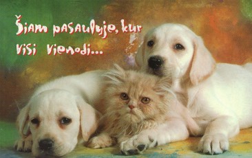 Dvigubas atvirukas su tekstu