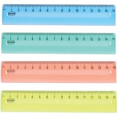 Liniuotė Centrum, 15cm, plastikinė, skaidri, įvairių spalvų