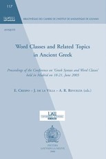 Word Classes and Related Topics in Ancient Greek