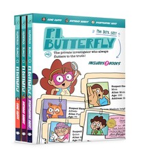 P.I. Butterfly Box Set (Gone Guppy, Birthday Bandit, Disappearing Daisy) for Curious Kids Ages 6-11, Interactive Kids Mystery Early Graphic Novel Gift Set