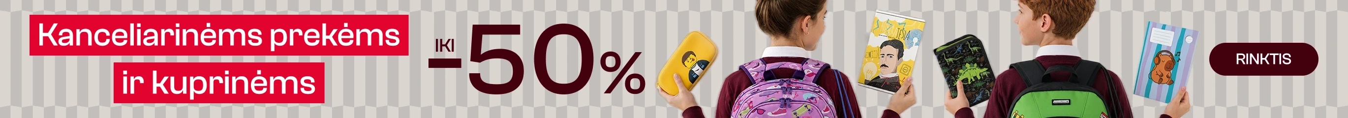 Kanceliarinėms prekėms, kuprinėms ir sportiniams krepšiams iki 40%!
