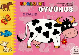 Spalvinu gyvūnus. Spalvinimo knygelė su lipdukais. 5 dalis