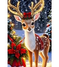 Deimantinė mozaika - Elnias su kaspinu